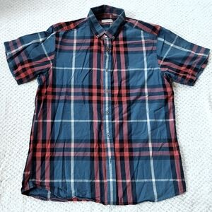 Burberry Brit Plaid Short Sleeve Button Down Shirt